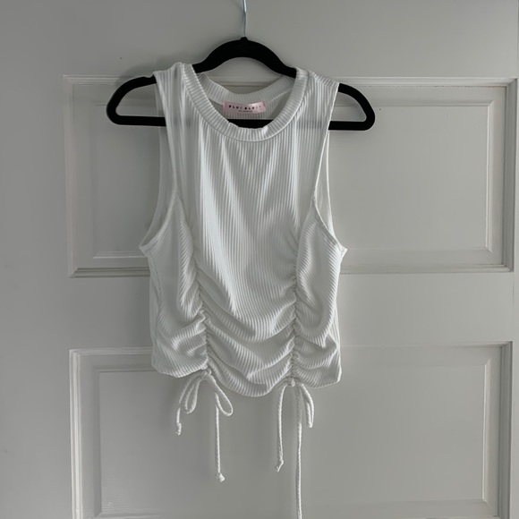 blue blush cropped white top - Picture 1 of 3